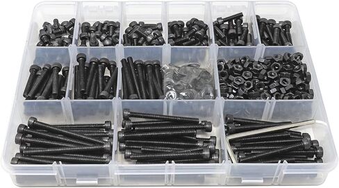 iexcell 1500 Pcs M3 x 4/6/8/10/12/16/20/25/30/35/40/45/50 Alloy Steel 12.9 Grade Hex Socket Head Cap Screws Bolts Nuts Washers Assortment Kit, Black Oxide Finish in Saudi Arabia