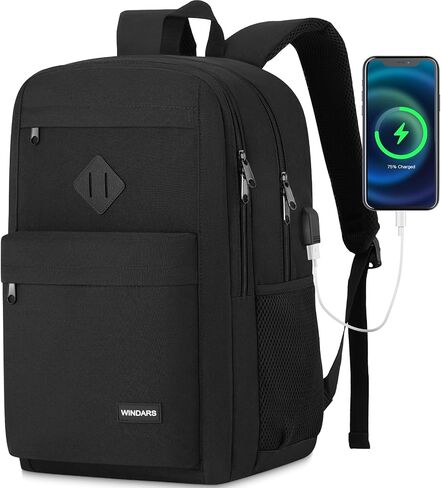 Backpack for Men and Women, School Backpacks for Teens Boys, 15.6 Inch Laptop Bookbag Classic Computer Bag with 2 Compartment & USB Charger Port for College Work Travel Business in Saudi Arabia