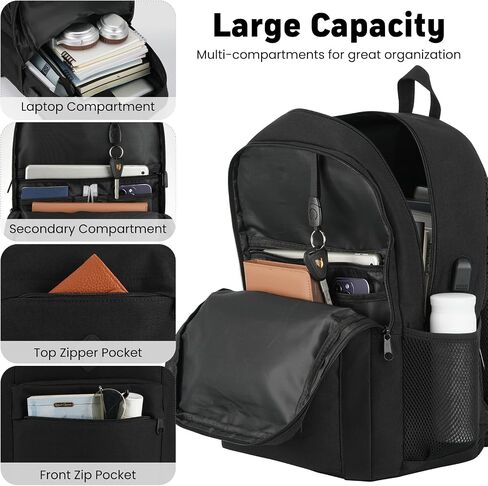 Backpack for Men and Women, School Backpacks for Teens Boys, 15.6 Inch Laptop Bookbag Classic Computer Bag with 2 Compartment & USB Charger Port for College Work Travel Business in Saudi Arabia