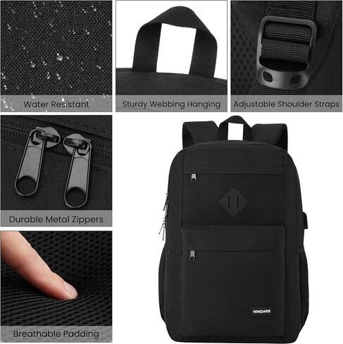 Backpack for Men and Women, School Backpacks for Teens Boys, 15.6 Inch Laptop Bookbag Classic Computer Bag with 2 Compartment & USB Charger Port for College Work Travel Business in Saudi Arabia