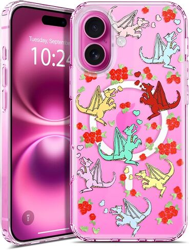 Coolwee Magnetic for iPhone 16 Pro Case, Compatible with MagSafe, Cute for Women Girls, 6.6FT Military Grade Protective Cover for iPhone 16 Pro Case Glitter Crystal Lace Mandala, Clear Bling Floral in Kuwait