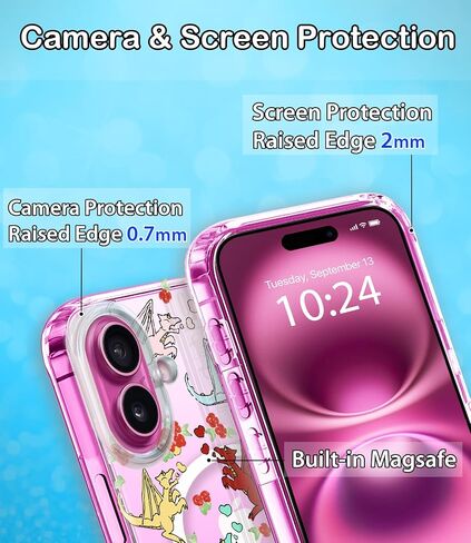 Coolwee Magnetic for iPhone 16 Pro Case, Compatible with MagSafe, Cute for Women Girls, 6.6FT Military Grade Protective Cover for iPhone 16 Pro Case Glitter Crystal Lace Mandala, Clear Bling Floral in Kuwait