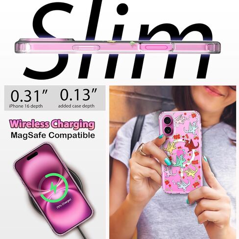 Coolwee Magnetic for iPhone 16 Pro Case, Compatible with MagSafe, Cute for Women Girls, 6.6FT Military Grade Protective Cover for iPhone 16 Pro Case Glitter Crystal Lace Mandala, Clear Bling Floral in Kuwait