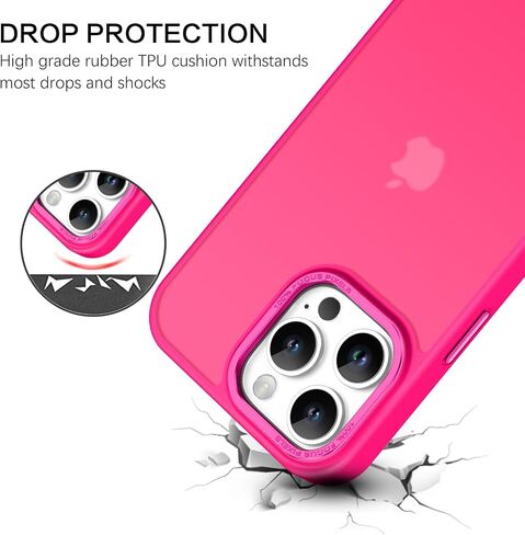 BENTOBEN Compatible with iPhone 16 Pro Max Case for iPhone 16 Pro Max Phone Case, Slim Fit Translucent Matte Design Shockproof Bumper Protective Drop Protection Girls Women Boys Men Cover, Hot Pink in Saudi Arabia