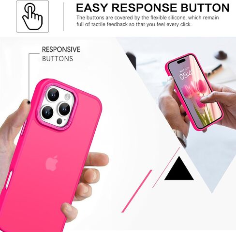 BENTOBEN Compatible with iPhone 16 Pro Max Case for iPhone 16 Pro Max Phone Case, Slim Fit Translucent Matte Design Shockproof Bumper Protective Drop Protection Girls Women Boys Men Cover, Hot Pink in Saudi Arabia