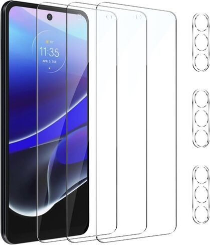 [3+3 عبوات] واقي شاشة لهاتف Moto G Stylus 5G 2022 مع 3 قطع من واقي عدسة الكاميرا، غشاء زجاجي مقوى شفاف عالي الدقة، مضاد للخدش، صلابة 9H، حساس للمس، خالي من الفقاعات in Saudi Arabia