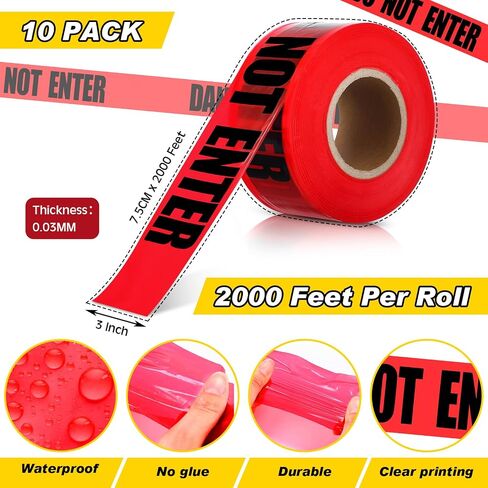 Treela 10 Rolls 3 Inch x 2000 ft Yellow Caution Tapes Bulk, Waterproof Barricade Tapes, Safety Warning Tapes, Resistant Construction Caution Tape Roll for Danger Hazardous Areas Party Decor in Saudi Arabia