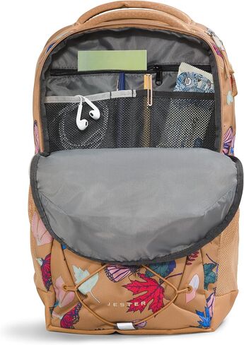 حقيبة ظهر للكمبيوتر المحمول من THE NORTH FACE للنساء للاستخدام اليومي Jester، لون الكشمش الأسود والأرجواني/المرجاني المحروق المعدني، مقاس واحد in Saudi Arabia