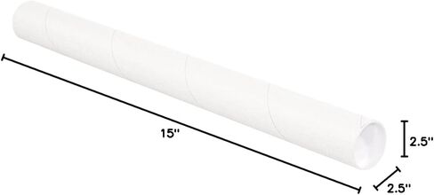 AVIDITI Cardboard Tubes with Caps, 15"L x 2.5"W x 2.5"H, Pack of 34 | Poster Tube for Mailing and Storage of Blueprints, Artwork, Crafts, Long Art Holder, 15 inches in Kuwait