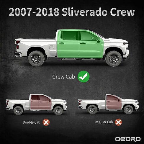 لوحات تشغيل OEDRO مقاس 6 بوصات متوافقة مع 2007-2018 شيفروليه سيلفرادو/جي إم سي سييرا 1500 (Inc. 19 LD/Limited)؛ 07-19 2500HD/3500HD (كابينة مزدوجة وممتدة)، قضيب Nerf فولاذي بخطوات جانبية مثبتة بمسامير in Saudi Arabia