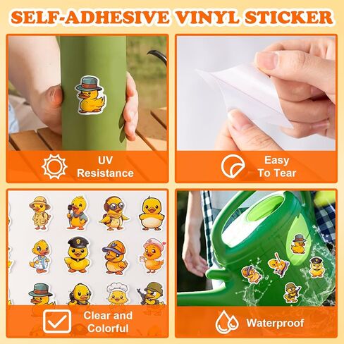 100PCS Cute Duck Sticker, Duck Vinyls Waterproof Bottle Sticker Decal for Laptop, Skateboard, Motorcycle, Notebook in Kuwait