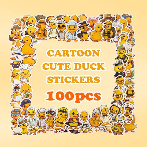 100PCS Cute Duck Sticker, Duck Vinyls Waterproof Bottle Sticker Decal for Laptop, Skateboard, Motorcycle, Notebook in Kuwait