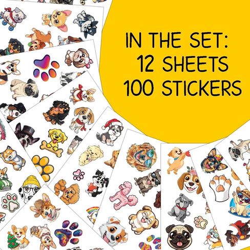 100 قطعة من ملصقات الكلاب اللطيفة، ملصق جرو للأطفال، ملصقات مضادة للماء للكلاب لزجاجات المياه والكمبيوتر المحمول وأمتعة الكمبيوتر والمراهقين والبالغين والبنات والأطفال وديكورات حفلات أعياد الميلاد المضحكة in Kuwait