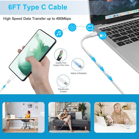 شاحن سريع لهاتف Samsung Galaxy A15 5g A14 A13 A53 A54 A55 A35 A25 A03s S24 Ultra S23 FE S22 S21 S20 Z Flip 6 Z Fold 6، Google Pixel 9 Pro XL Fold 8a 7a 6 Pro، شاحن حائط USB C 25 وات، كابل USB C 6FT in Kuwait