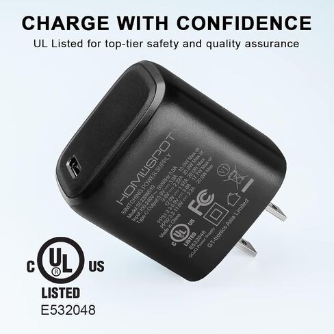 HomeSpot 20W UL-Listed USB-C Power Delivery Wall Charger - Fast Charging for iPhone, Samsung Galaxy Phones, iPad, and More in Saudi Arabia