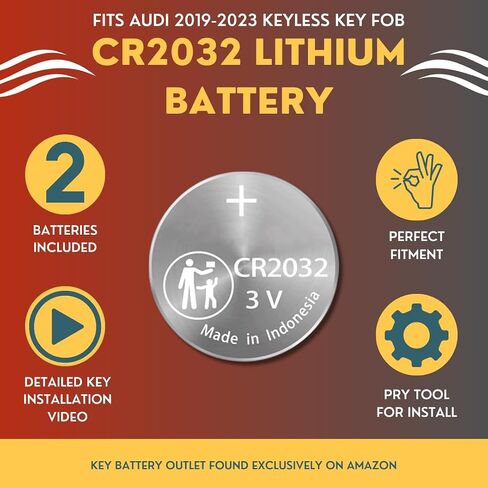 بطارية مفتاح فوب CR2032 لأودي (2 حزمة) A4 B9 A5 F5 Q7 A8 TT 8S أفالون استبدال بطارية مفتاح التحكم عن بعد (IYZ-AK2، 4N0 959 754 AM) تحقق من دليل الإعداد in Saudi Arabia