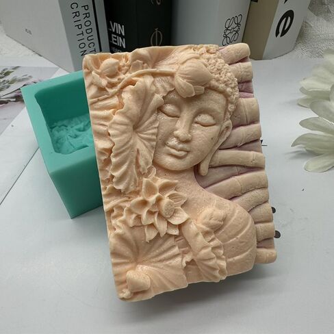 Four-Face Buddha Design Silicone Candle Mold 3D Buddha Candle Mould Decorating Silicone Molds for Resin Epoxy Gypsum Crafts Making in Kuwait