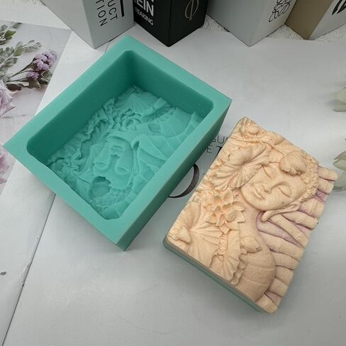 Four-Face Buddha Design Silicone Candle Mold 3D Buddha Candle Mould Decorating Silicone Molds for Resin Epoxy Gypsum Crafts Making in Kuwait