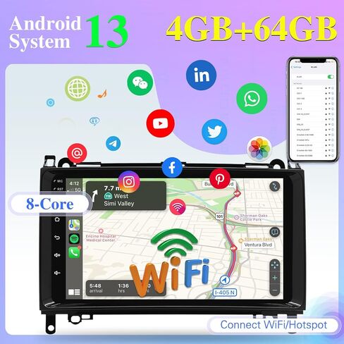 8 Core [4G+64G] راديو سيارة لسيارة Mercedes Benz W906 Sprinter W169 W245 W639 Vito Viano - Android 13 شاشة تعمل باللمس، DSP 32 EQ/IPS/Carplay/Android Auto/SWC/BT/WiFi + كاميرا احتياطية AHD in Saudi Arabia