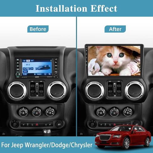 [2+64G] راديو سيارة لسيارة Jeep Wrangler/Dodge/Chrysler - Carplay اللاسلكي وAndroid Auto - شاشة لمس 10.1 بوصة Android 13 ستيريو السيارة - واجهة مستخدم متعددة/WiFi/GPS + كاميرا احتياطية AHD in Saudi Arabia