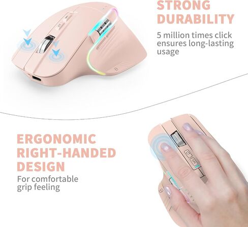 LeadsaiL Wireless Mouse for Laptop, 2.4G Rechargeable Bluetooth5.2 Computer Mouse, Controlling 4 Devices, Up to 3200DPI, Ergonomic Optical Mouse for PC, Notebook, Black in Saudi Arabia