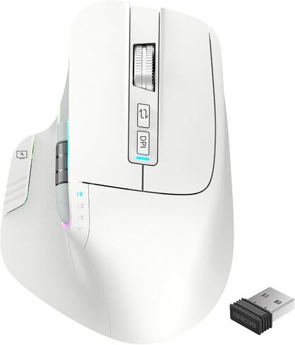 LeadsaiL Wireless Mouse for Laptop, 2.4G Rechargeable Bluetooth5.2 Computer Mouse, Controlling 4 Devices, Up to 3200DPI, Ergonomic Optical Mouse for PC, Notebook, Black in Saudi Arabia