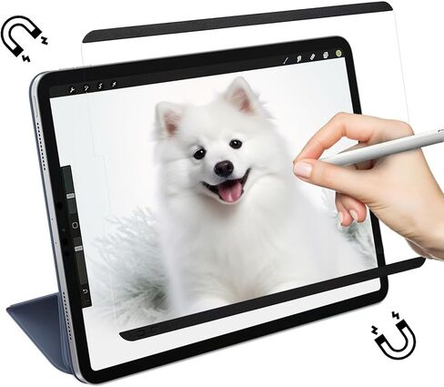 واقي شاشة مغناطيسي ورقي لجهاز iPad Pro 12.9 بوصة، ملمس قلم رصاص، نسيج ورقي، قابل للغسل، مضاد للتوهج، قابل للإزالة، وقابل لإعادة الاستخدام للرسم in Kuwait
