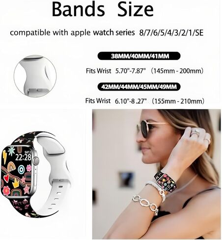 Watch Band Compatible with Apple Watch Band 38mm 40mm 41mm 42mm 44mm 45mm 49mm for Women Men, Soft Silicone Strap Replacement for iWatch Series Ultra SE 9 8 7 6 5 4 3 2 1 in Saudi Arabia