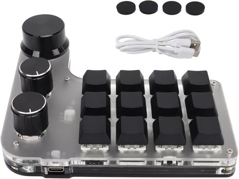 Sonew One Handed Programmable Mechanical Keyboard with RGB, 3 Knob 12 Keys BT DIY Multifunction Keypad for Office Media Laboratory in Saudi Arabia