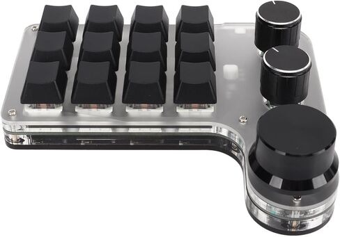 Sonew One Handed Programmable Mechanical Keyboard with RGB, 3 Knob 12 Keys BT DIY Multifunction Keypad for Office Media Laboratory in Saudi Arabia