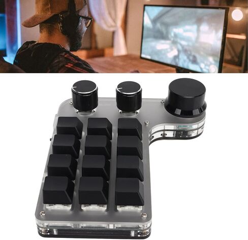 Sonew One Handed Programmable Mechanical Keyboard with RGB, 3 Knob 12 Keys BT DIY Multifunction Keypad for Office Media Laboratory in Saudi Arabia