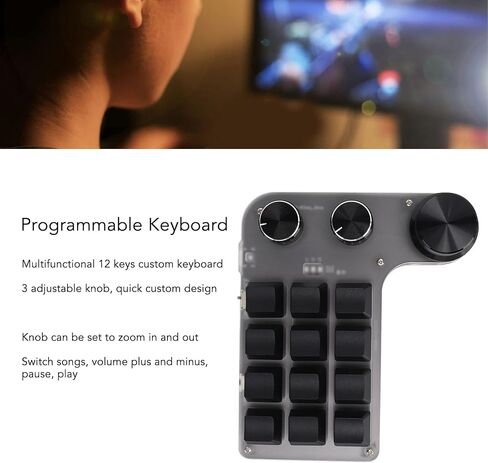 Sonew One Handed Programmable Mechanical Keyboard with RGB, 3 Knob 12 Keys BT DIY Multifunction Keypad for Office Media Laboratory in Saudi Arabia