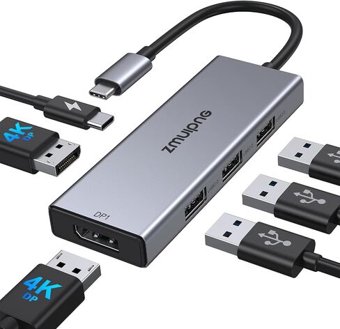محطة إرساء USB C للكمبيوتر المحمول بشاشة مزدوجة USB C إلى محطة إرساء محول USB لأجهزة Dell وHP وLenovo وSurface وUSB C Hub HDMI عرض ثلاثي متعدد الشاشات مع 4K HDMI، 2*DP، VGA، شحن، 3*USB 2.0 in Kuwait