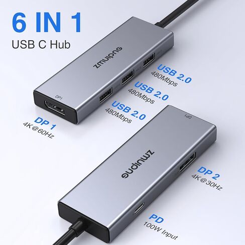 محطة إرساء USB C للكمبيوتر المحمول بشاشة مزدوجة USB C إلى محطة إرساء محول USB لأجهزة Dell وHP وLenovo وSurface وUSB C Hub HDMI عرض ثلاثي متعدد الشاشات مع 4K HDMI، 2*DP، VGA، شحن، 3*USB 2.0 in Kuwait