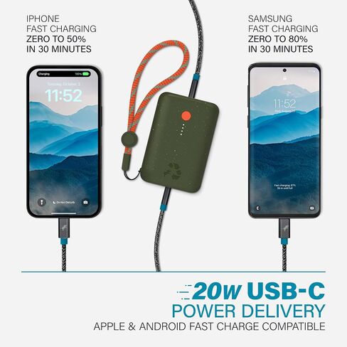 Nimble Champ 10K Dual USB-C Portable Charger, 20W PD & QC 4.0, Fast Charging USB-C Power Bank Compatible with iPhone, iPad, Android and More, Made from Recycled Plastic (Nebula Blue) in Saudi Arabia