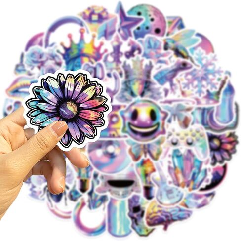 حزمة 50 قطعة من ملصقات Trippy، ملصقات جرافيتي مخدرة لقارورة مائية وزجاجة مياه للكمبيوتر المحمول ولوح التزلج وسجل القصاصات وأمتعة السفر، ملصقات مقاومة للماء من الفينيل باللون الأرجواني البارد للمراهقين والبالغين in Kuwait