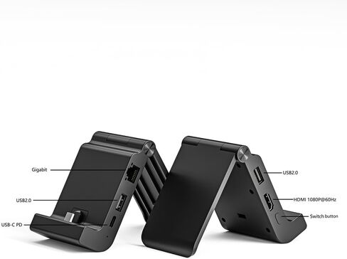 ICUUISwitch Dock للتبديل/تبديل OLED، محطة إرساء تبديل محمولة للتلفزيون مع منفذ HDMI/Type-C 4K/منفذ USB 2.0، استبدال إيثرنت 100 ميجا بت في الثانية لمنصة التبديل الرسمية in Saudi Arabia