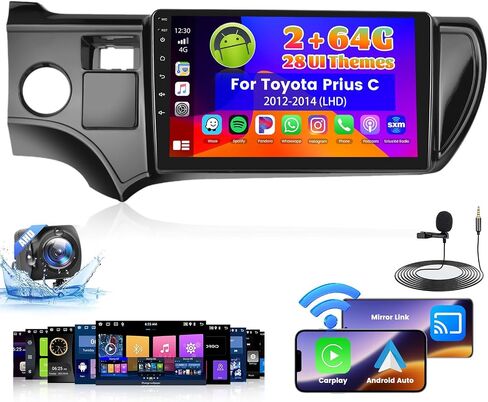 Roinvou 2+64G Android 13 CarPlay Stereo لـ 2012-2014 Toyota Prius C Radio (LHD)، راديو CarPlay اللاسلكي مع Android Auto، شاشة لمس 9 بوصات في لوحة القيادة GPS ودعم مرآة Link BT HiFi WiFi SWC in Saudi Arabia