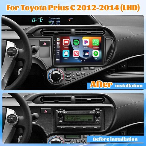 Roinvou 2+64G Android 13 CarPlay Stereo لـ 2012-2014 Toyota Prius C Radio (LHD)، راديو CarPlay اللاسلكي مع Android Auto، شاشة لمس 9 بوصات في لوحة القيادة GPS ودعم مرآة Link BT HiFi WiFi SWC in Saudi Arabia