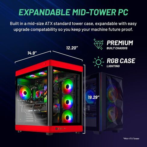 جهاز كمبيوتر Skytech Prism للألعاب، Intel i7 14700K 3.4 جيجا هرتز، RTX 4080 Super، 2 تيرابايت NVME Gen4، 64 جيجابايت DDR5 RAM RGB، 1000 واط Gold ATX 3.0 PSU، Wi-Fi، Win 11 Home in Kuwait