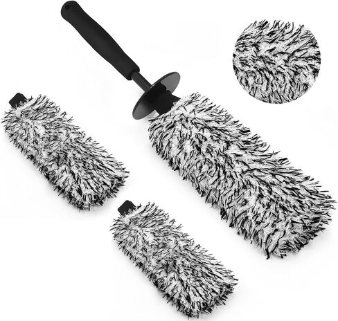 Car Wheel Brush, Microfiber Rim Brush with Replaceable Wheel Cleaner Brush Cover,Soft & Lightweigh Flat Tire Cleaning Tools for Most Car Truck SUV Motorcycle Fenders Engine Exhaust and Rims in Saudi Arabia