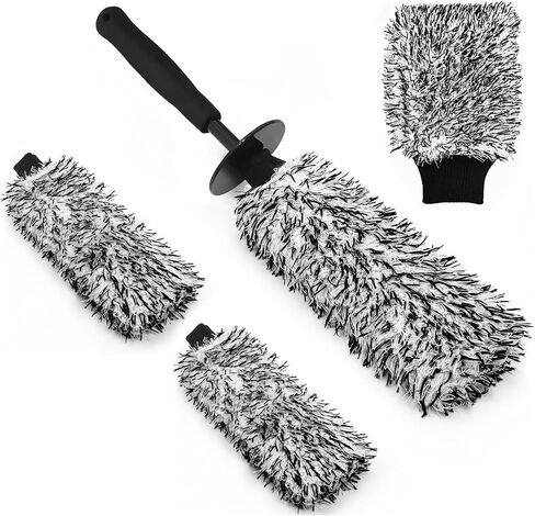 Car Wheel Brush, Microfiber Rim Brush with Replaceable Wheel Cleaner Brush Cover,Soft & Lightweigh Flat Tire Cleaning Tools for Most Car Truck SUV Motorcycle Fenders Engine Exhaust and Rims in Saudi Arabia