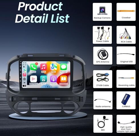 Android 13 [2GB+64GB] راديو ستيريو للسيارة مع CarPlay Android Auto لسيارة Chevy Colorado GMC Canyon 2015-2019، شاشة لمس 9 بوصة 5GWiFi Bluetooth GPS FM/RDS DSP SWC+Camera(AC تلقائي) in Kuwait