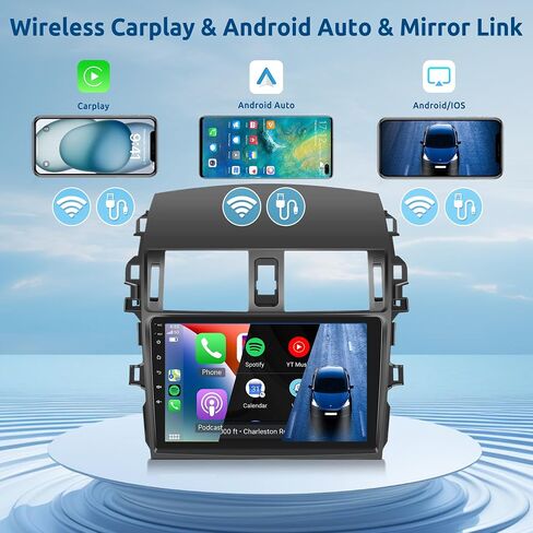 8 Core 2+64G Android Car Radio Car Stereo for Toyota Corolla 2009-2013 مع Carplay اللاسلكي Android Auto، وحدة رأس شاشة تعمل باللمس مقاس 9 بوصة مع وصلة مرآة WiFi Bluetooth GPS FM/RDS DSP AHD كاميرا احتياطية in Saudi Arabia