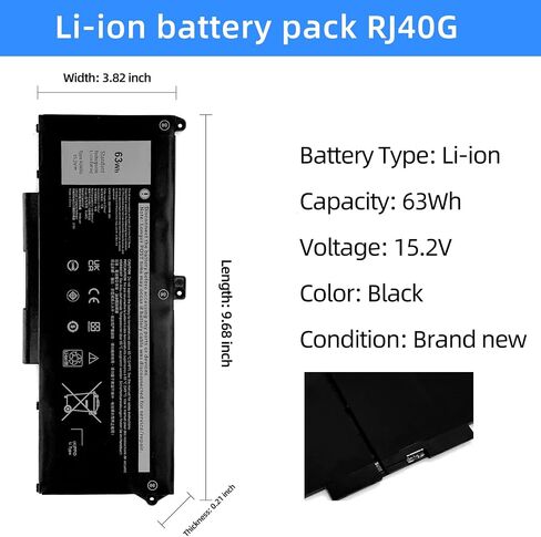 RJ40G Laptop Battery Replacement for Dell Latitude 14 5420 Latitude 15 5520 Precision 15 3560 Series P137G P137G001 P104F P104F001 P104F002 075X16 01K2CF WY9DX 0WK3F1 0M3KCN 15.2V 3941mAh in Saudi Arabia