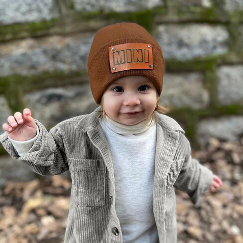 Personalized Baby Knit Hats, 2-Pack Mama Mini Matching Beanies, Custom Name Toddler Kids Winter Hats Newborn Infant Beanies in Saudi Arabia