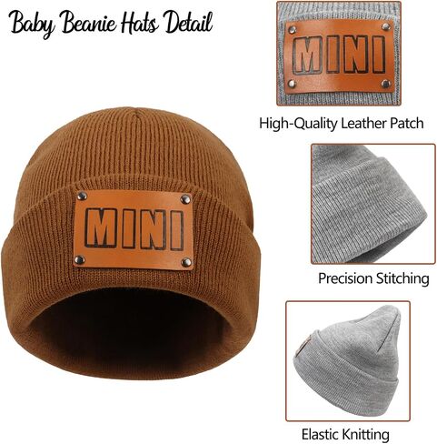 Personalized Baby Knit Hats, 2-Pack Mama Mini Matching Beanies, Custom Name Toddler Kids Winter Hats Newborn Infant Beanies in Saudi Arabia