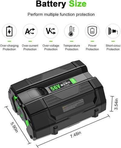IEFUU New Replacement for EGO 56V Battery 5.0 Ah BA1400T BA1400, Compatible with All Power 56-Volt E GO Power+ Cordless Tools Lawn Mower, Leaf Blower, Chainsaw Lithium-Ion Batteries 5000mAh in Kuwait