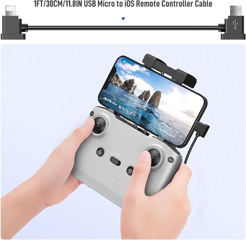 USB Micro to iOS DJI Remote Controller Cable for DJI Mavic Mini(1st Gen) Mini SE DJI Mavic Pro Spark 2 Pro Zoom Mavic Air OTG Data Cord for iPhone 14 Plus 13 Pro Max 12 XR (iOS Connector) 1FT in Saudi Arabia