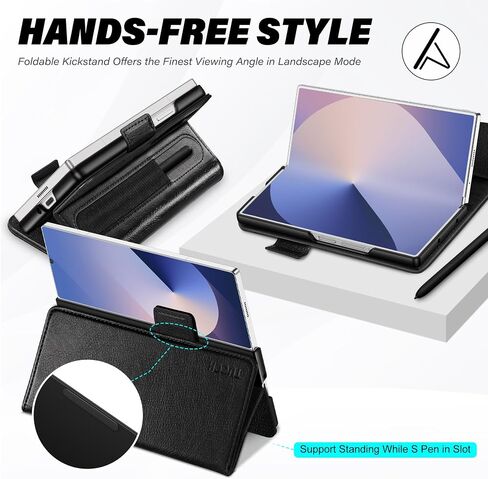 TUCCH Compatible with Galaxy Z Fold6 Wallet Case with S Pen Holder, PU Leather Flip Folio, Card Slots, RFID Blocking, Kickstand, Phone Cover for Galaxy Z Fold 6 2024 - Black in Saudi Arabia